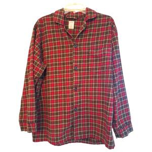 Brooks Brothers Pajama Top Flannel Shirt Mens M Red Green Plaid Button Up Casual